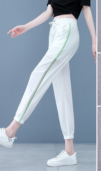 Ženske dvobojne ležerne hlače s ukrasnim obrubom i džepom