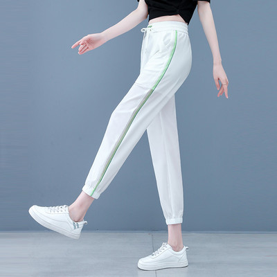 Ženske dvobojne ležerne hlače s ukrasnim obrubom i džepom