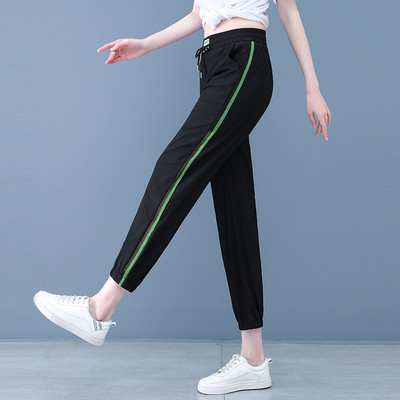 Ženske dvobojne ležerne hlače s ukrasnim obrubom i džepom