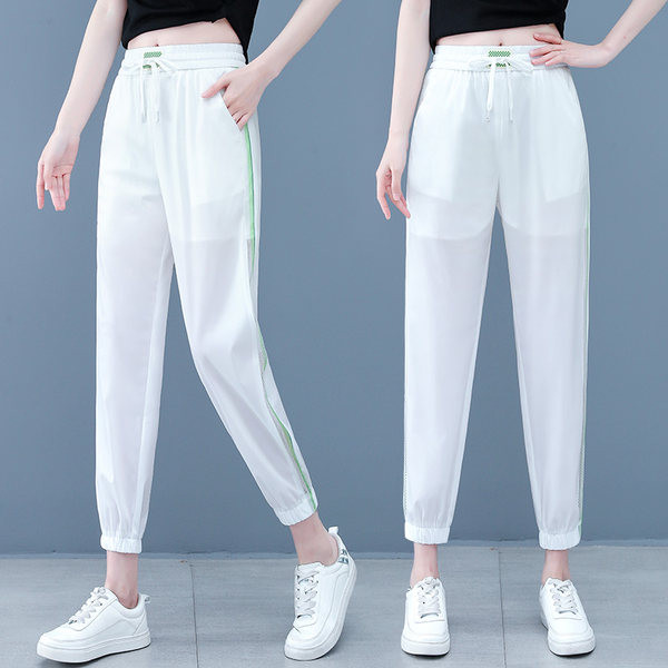 Ženske dvobojne ležerne hlače s ukrasnim obrubom i džepom