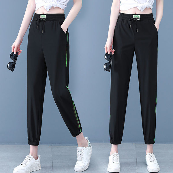 Ženske dvobojne ležerne hlače s ukrasnim obrubom i džepom