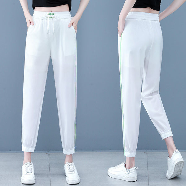 Ženske dvobojne ležerne hlače s ukrasnim obrubom i džepom