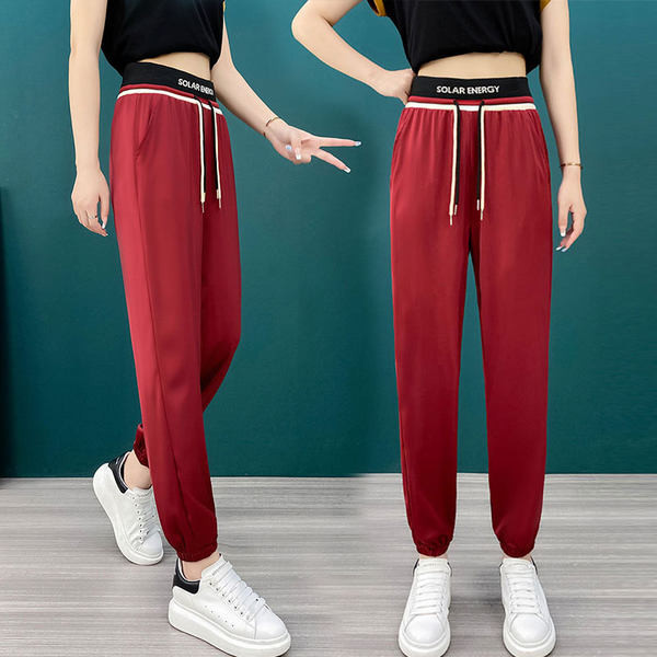 Ženske sportske hlače s gumicom i vezicama