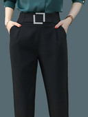 Елегантен дамски панталон с джоб -черен цвят