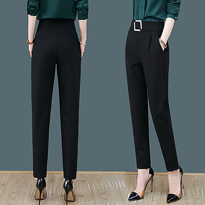 Елегантен дамски панталон с джоб -черен цвят