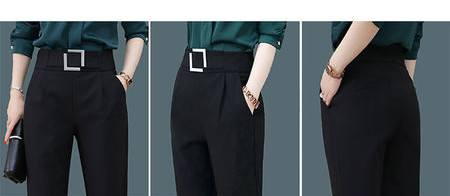 Елегантен дамски панталон с джоб -черен цвят