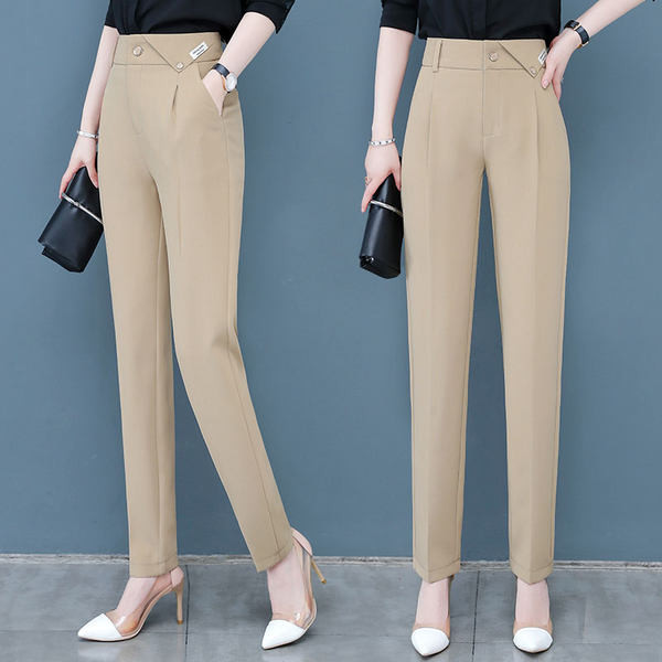 Дамски панталон с висока талия- прав модел