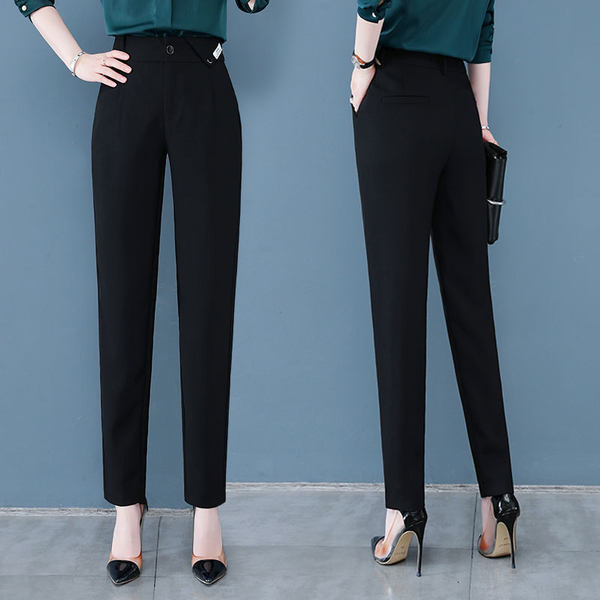 Дамски панталон с висока талия- прав модел