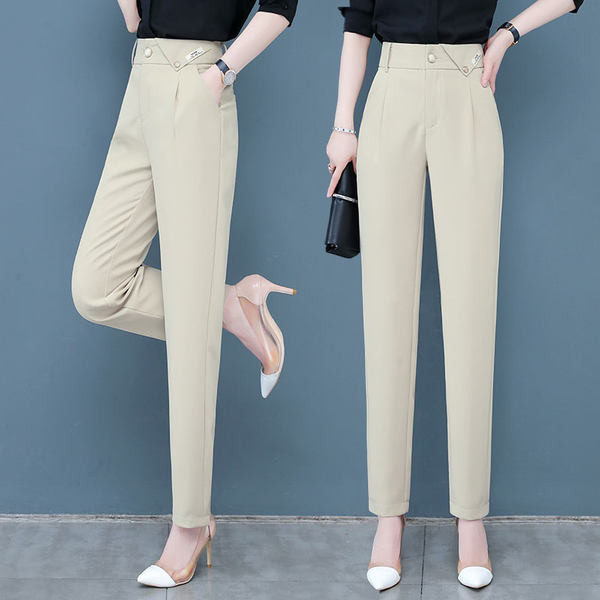 Дамски панталон с висока талия- прав модел