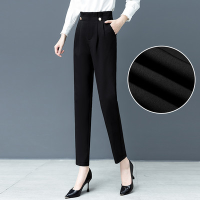 Ženske hlače visokog struka - čisti model u crnoj boji