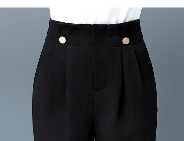 Ženske hlače visokog struka - čisti model u crnoj boji