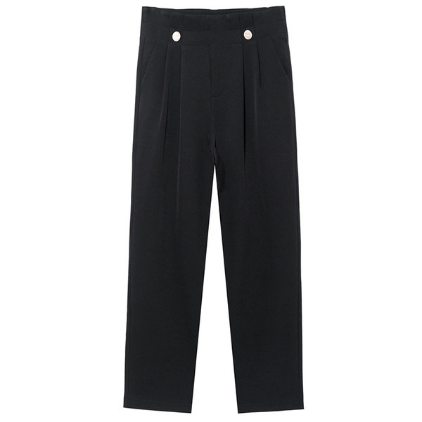 Ženske hlače visokog struka - čisti model u crnoj boji