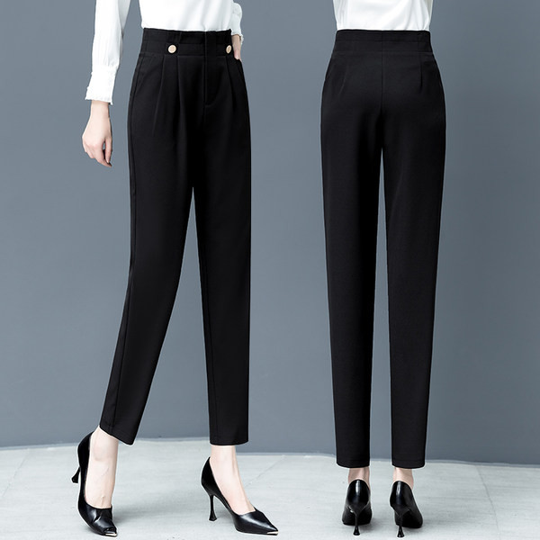 Ženske hlače visokog struka - čisti model u crnoj boji