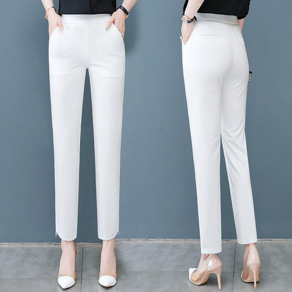 Прав ежедневен панталон с висока талия