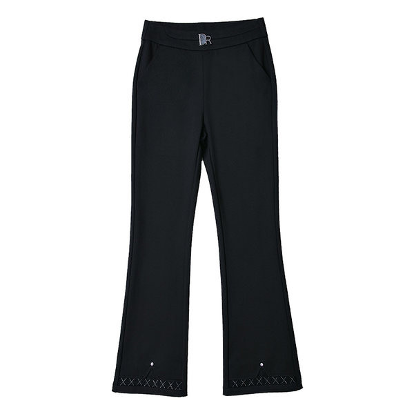 Дамски черен панталон с тюл-черен цвят