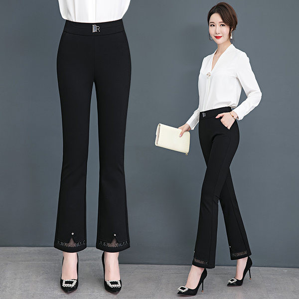 Дамски черен панталон с тюл-черен цвят