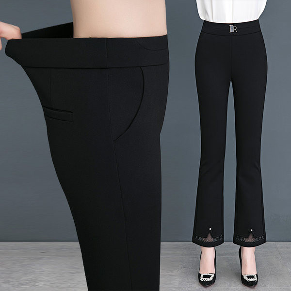 Дамски черен панталон с тюл-черен цвят