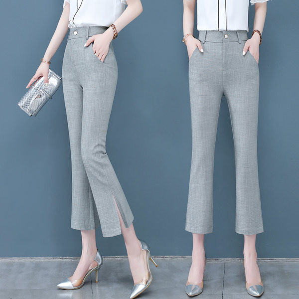 Γυναικείο λινό παντελόνι με τσέπη