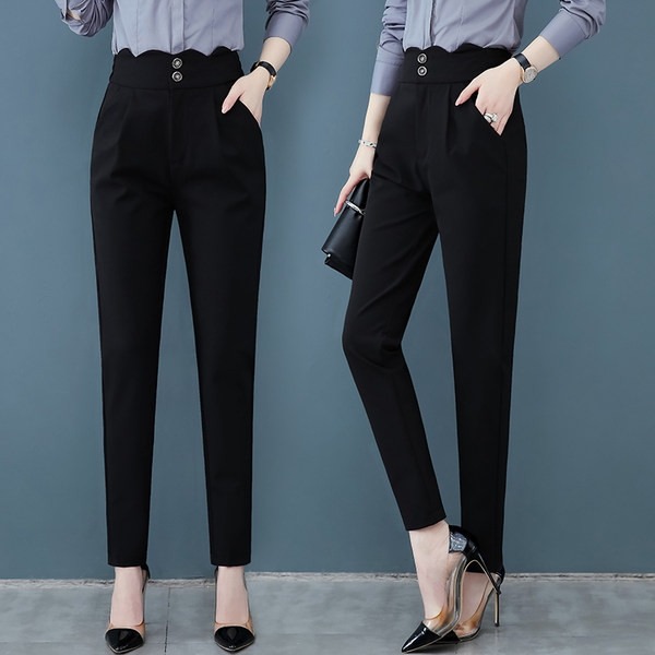 Дамски панталони - прав изчистен модел в черно