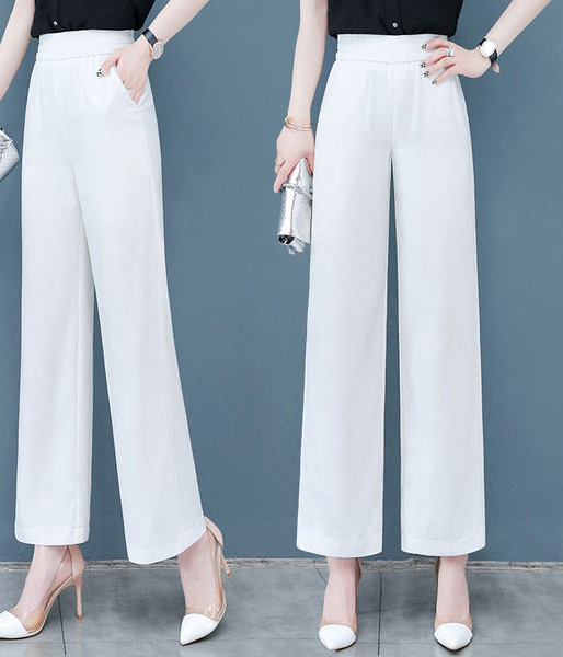 Kahes värvitoonis laiade sääredega naiste püksid