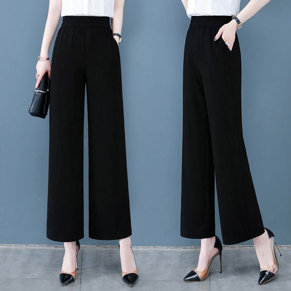 Kahes värvitoonis laiade sääredega naiste püksid