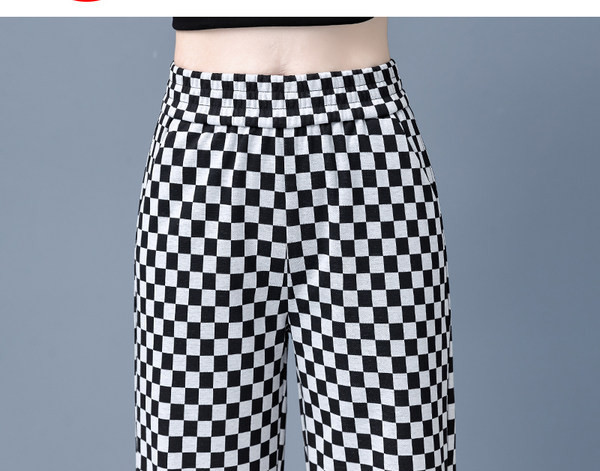 Дамски карирани панталони с висока талия