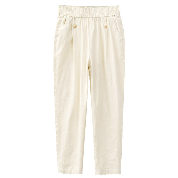 Γυναικείο παντελόνι με ελαστική μέση - χαλαρό ίσιο σχέδιο