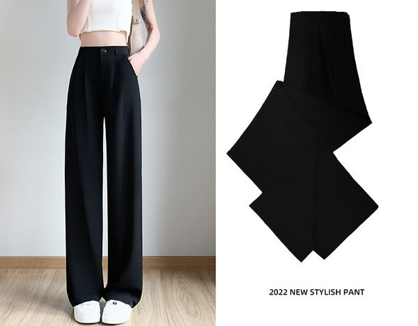 Дамски тънки панталони с висока талия - свободен модел