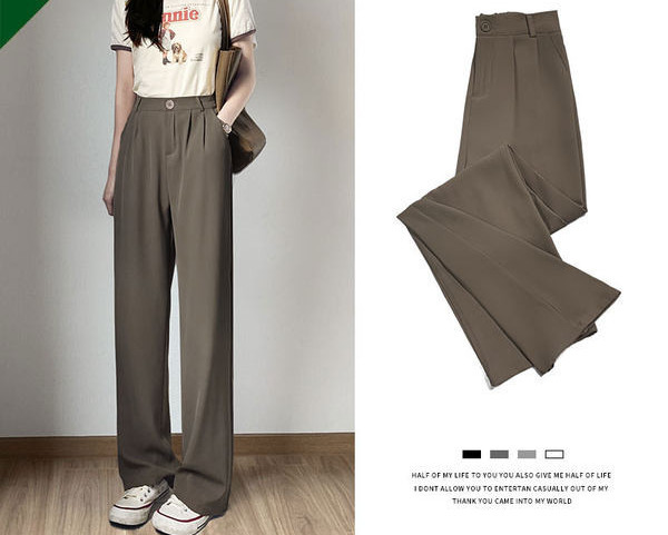 Дамски тънки панталони с висока талия - свободен модел