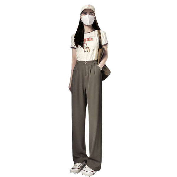 Дамски тънки панталони с висока талия - свободен модел