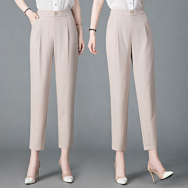 Ženske hlače - s visokim strukom, slobodnog uzorka