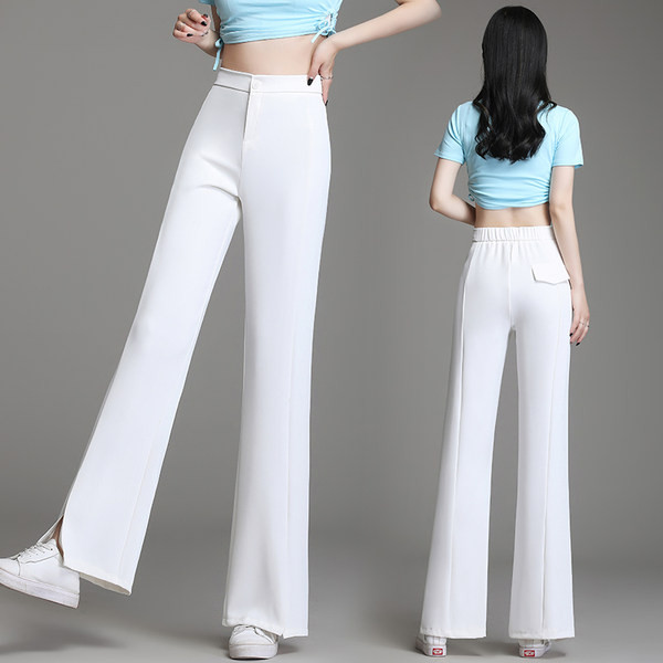 Naiste elegantsed must-valged püksid