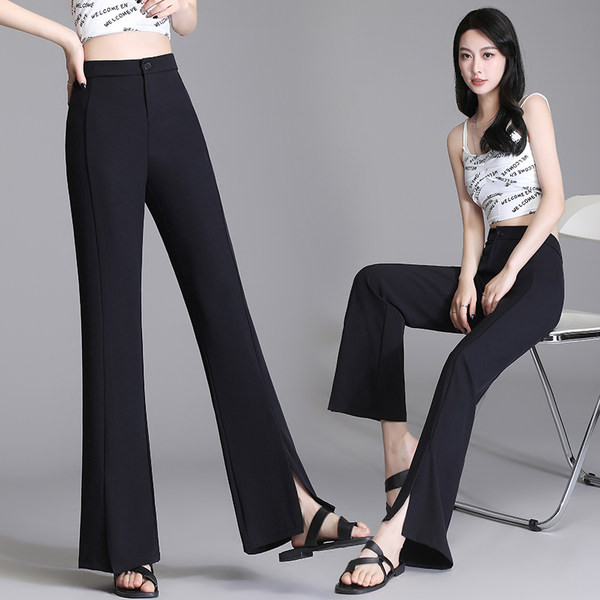 Naiste elegantsed must-valged püksid