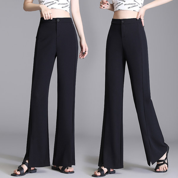 Naiste elegantsed must-valged püksid