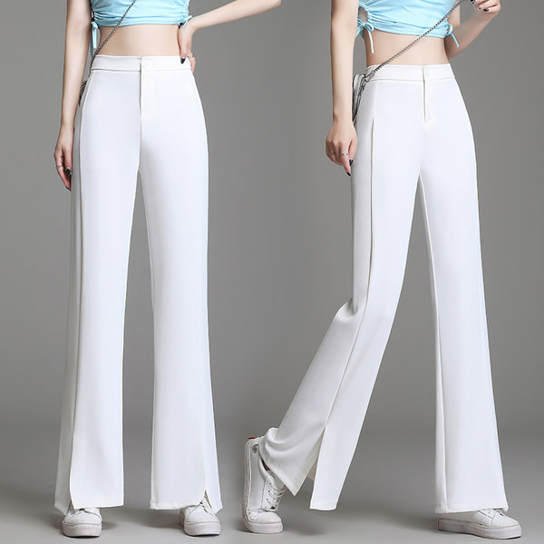 Naiste elegantsed must-valged püksid