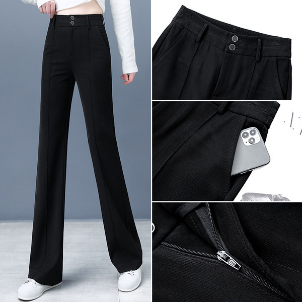 Naiste kõrge vöökohaga vabaajapüksid taskuga