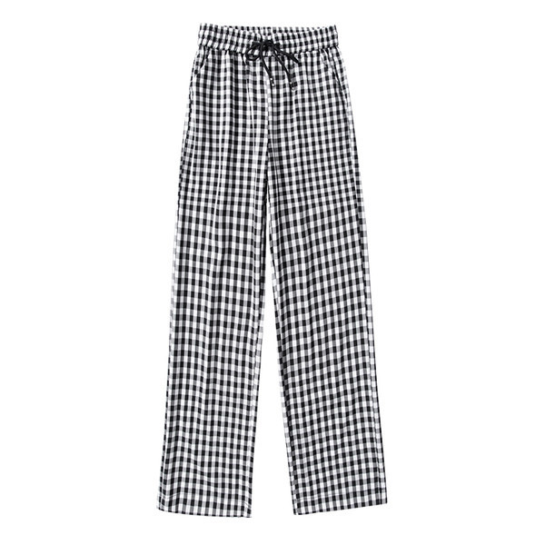 Ženske hlače visokog struka - crno-bijele