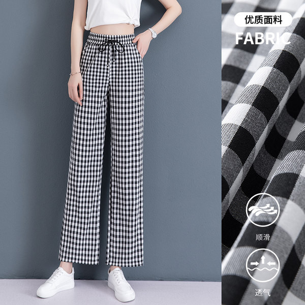 Ženske hlače visokog struka - crno-bijele