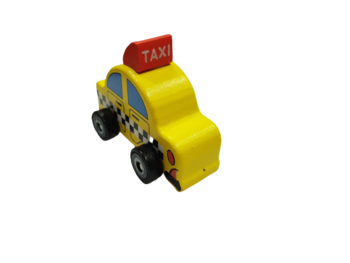 Играчка количка, Такси, Дървена, Жълта, 10х5 см