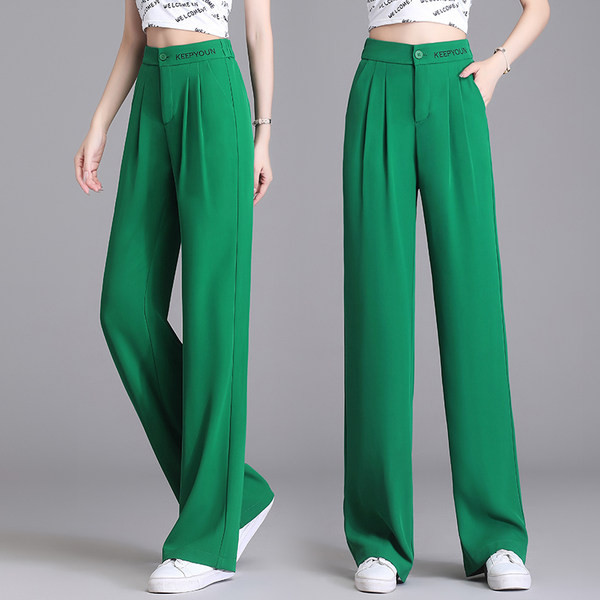 Taskuga sirge mustriga siidist püksid