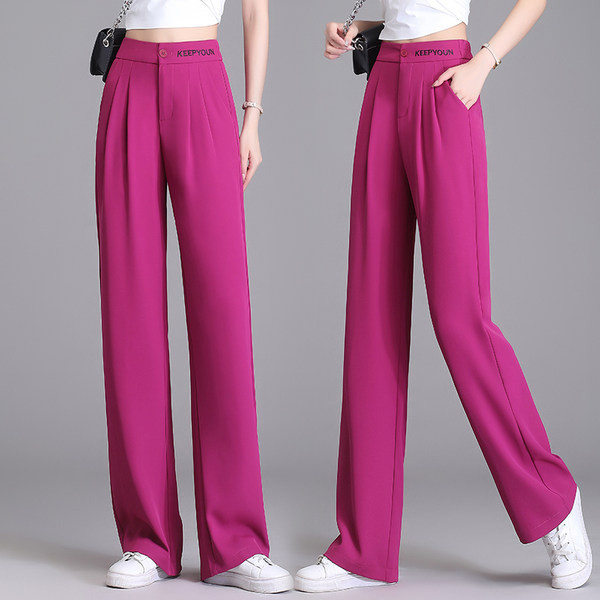 Taskuga sirge mustriga siidist püksid