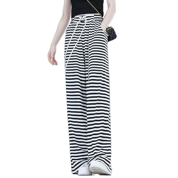 Új, széles szárú, húzózsinóros női hétköznapi nadrág