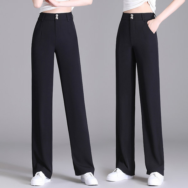 Női nadrág zsebbel és gombbal