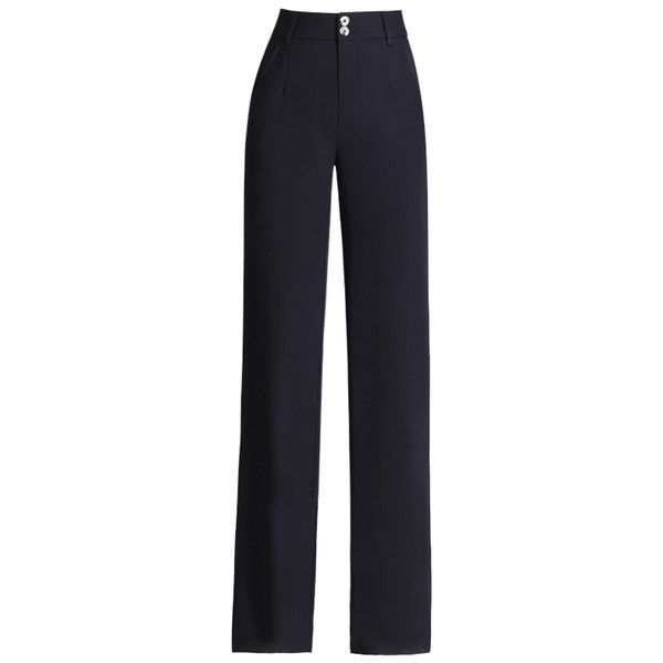 Női nadrág zsebbel és gombbal