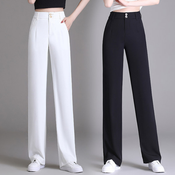 Női nadrág zsebbel és gombbal