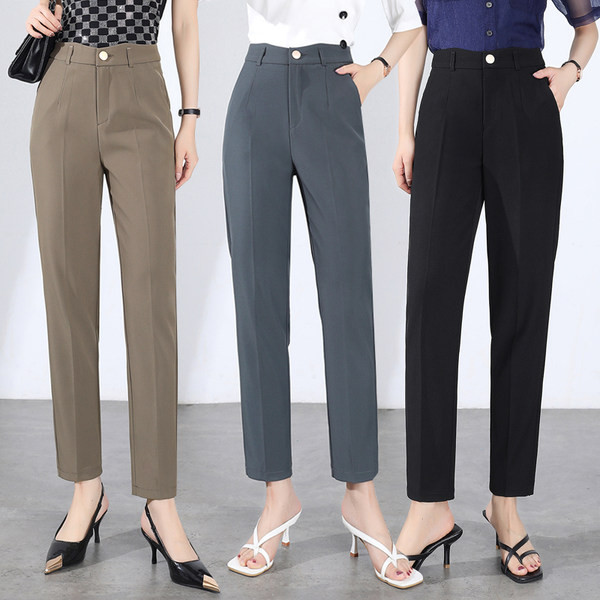 Naiste vabaajapüksid tasku ja nööbiga