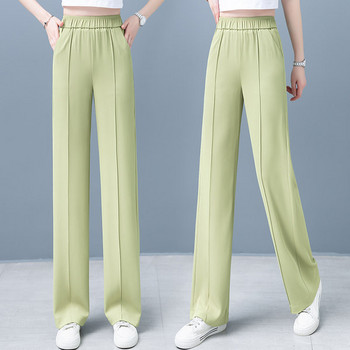 Широк модел дамски спортен панталон с висока талия и джоб