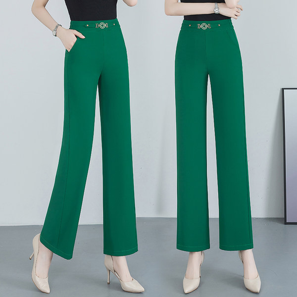 Elegáns nadrág dekoratív övvel és zsebbel