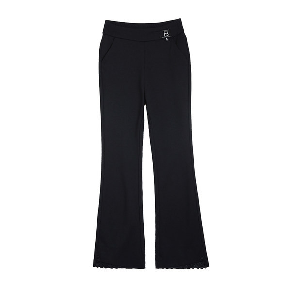 Tavaszi-őszi női nadrág széles szárral, díszcsipkével