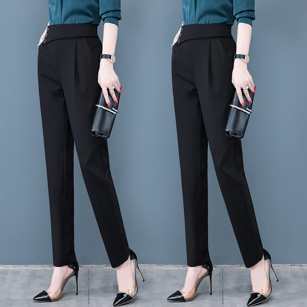 Ženske crne elegantne hlače s džepom